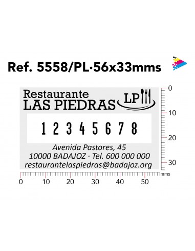 Trodat profesional 5558 Numerador_8 bandas_con placa 56x33 mm ejemplo