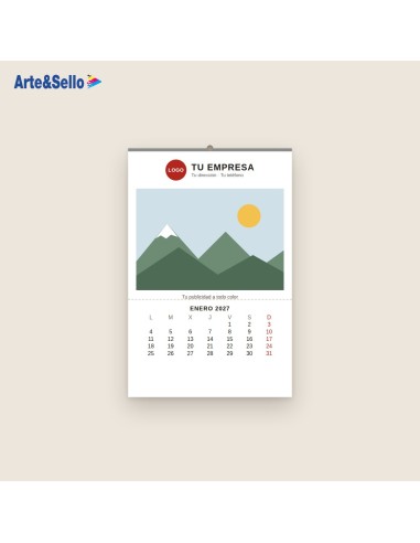Calendario de faldilla 2027 personalizado · 23,5 cm