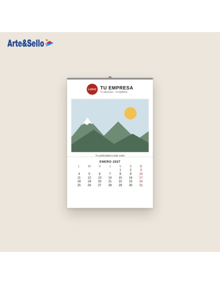 Calendario de faldilla 2027 personalizado · 23,5 cm