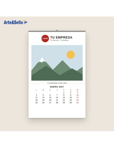 Calendario de faldilla 2027 personalizado · 43,5 cm