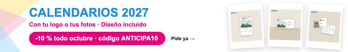 Calendarios personalizados 2027 con -10 % en octubre (código ANTICIPA10)